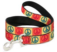 Buckle-Down DL-W31698-N Peace Blocks - Correa para Mascota, Color Rojo, Amarillo y Azul, 1,27 cm de Largo