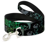 Buckle-Down DL-W31808-W Retro Monster Aqua/Black Pet Leash, 4' Long - 1.5" Wide