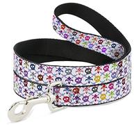 Buckle-Down DL-W31901-W Skull & Fleur Pet Leash, 4' de Largo - 1.5" de Ancho