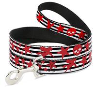 Buckle-Down DL-W31931 Stripes & Stars Black/White/Red Pet Leash, 4" de Largo - 1" de Ancho