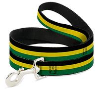 Buckle-Down DL-W31950 - Correa para Mascotas (Ancho de 2,5 cm), diseño de Rayas, Color Negro, Amarillo y Verde