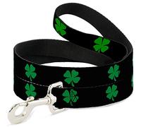 Buckle-Down DL-W31956 St. Pat's Black/Green Pet Leash, 4' de Largo - 1" de Ancho