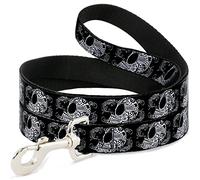 Buckle-Down DL-W32070 - Cráneo de tatuaje floral para mascota, color blanco y negro, 1,27 cm de largo
