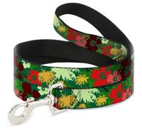 Buckle-Down DL-W32083 Flora Tropical Verde/Rojo/Oro Pet Leash, 4" de Largo - 1" de Ancho