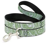 Buckle-Down DL-W32811 Bandana/Skulls Blanco/Irlandés Verde Mascota Leash, 4' de Largo - 1" de Ancho