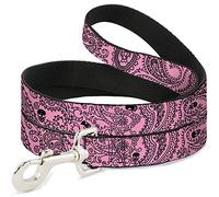Buckle-Down DL-W32822 Bandana / Skulls Rosa / Negro Pet Leash, 4 'de Largo - 1" de Ancho