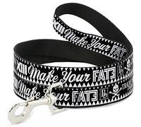 Buckle-Down DL-W32849 BD Skull Make Yurfate Black/White Pet Leash, 4' de Largo - 1" de Ancho