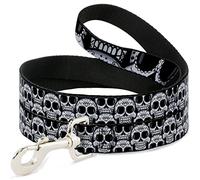 Buckle-Down DL-W32943 - Cráneo de azúcar apilado para Mascota, Color Negro y Blanco, 1,22 m de Largo