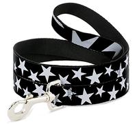 Buckle-Down DL-W33924-W Multi Estrellas Negro/Blanco/Negro/Blanco Outline Pet Leash, 4" Largo - 1.5" de Ancho