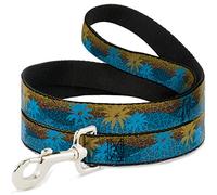 Buckle-Down DL-W34254 Palm Trees & Gulls Leopard Marrón/Azul Pet Leash, 4" de Largo - 1" de Ancho