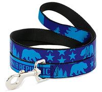 Buckle-Down DL-W38114-W California Republic/Bear/Stars Silhouette Blues Pet Leash, 4' Long - 1.5" Wide