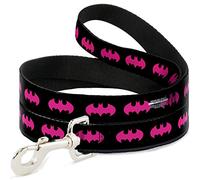 Buckle-Down DL-WBM215 Black/Fuchsia Batman Pet Leash, 4 pies de Largo, 1" de Ancho