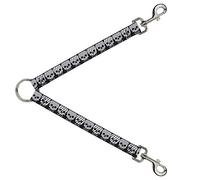 Buckle-Down DLS-W30378 Checker & Stripe Skulls Negro/Blanco/Gris Correa Divisor, 1" de Ancho - 30" de Longitud