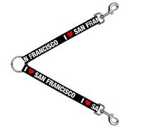 Buckle-Down DLS-W30961 - Correa divisoria Heart San Francisco Negro/Blanco/Rojo, 2,5 x 76,2 cm L
