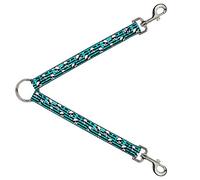 Buckle-Down DLS-W34249 Multi Panda w/Sunglasses Stripe Turquoise/Black Leash Splitter, 1" de Ancho - 30" de Longitud