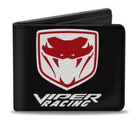 Buckle-Down Dodge Wallet, plegable, escudo con logotipo de Viper Racing, negro, blanco y rojo, cuero vegano