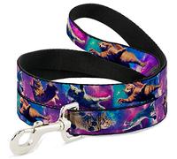 Buckle-Down Dog Leash Cats In Space Pinks Blues 6 Feet Long 1.5 Inch Wide
