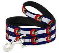 Buckle-Down Dog Leash Colorado Biker Distressed 6 Feet Long 0.5 Inch Wide