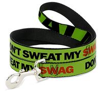 Buckle-Down Don't Sweat MY Swag neón Verde/Negro/Rojo Pet Leash, 4" x 1/2"