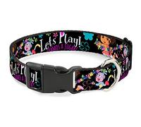 Buckle-Down Dora & Botas Pose/Floral Let's Play!/Vamos A Jugar! Collar con Clip de plástico Negro/Blanco/Multicolor, 1/2" x 6-9"/pequeño