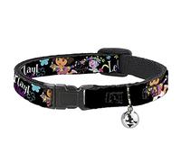 Buckle-Down Dora & Botas Pose/Floral Let's Play!/Vamos A Jugar! Collar para Gato con diseño de Gato, Color Negro/Blanco/Multicolor, 0,63 cm x 20,32 cm/Mediano