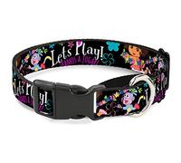 Buckle-Down Dora & Botas Pose/Floral Let's Play!/Vamos A Jugar! Collar para Perro Martingale Negro/Blanco/Multicolor, 3,8 cm x 40 cm/Mediano
