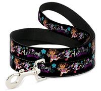 Buckle-Down Dora & Botas Pose/Floral Let's Play!/Vamos A Jugar! Correa para Mascota, Color Negro/Blanco/Multicolor, 15,2 cm a 12,7 cm