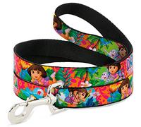 Buckle-Down Dora The Explorer Dora Poses/Floral Collage Orange/Rosa Pet Leash, 6 '-1"