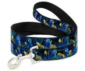 Buckle-Down Dory Poses/Swirls Blues/Yellows Pet Leash, 6" x 1.5"
