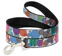 Buckle-Down Dots White/Transparent Multi Color Pet Leash, 4" x 1/2"