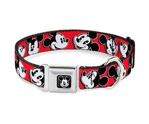 Buckle Down dybp guiño de Mickey Mouse Todo Color Negro Collar de Perro