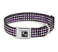 Buckle-Down Eighties Stars1 - Collar para Perro, Color Negro, Blanco y Fucsia, Talla pequeña, 22,86-38,1 cm