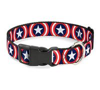 Buckle Down Escudo del Capitán América repetición Marina plástico Clip Collar