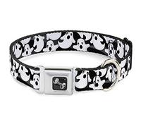 Buckle Down Fantasmas por Negro/Blanco Collar de Perro Hueso, grande/15 - 26 "