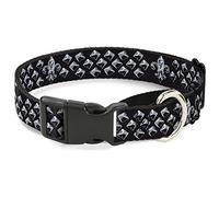 Buckle-Down Fleur-De-lis/Studs Black/Grays Martingale Collar para Perro, 2,5 cm de Ancho, Cuello Mediano, 28 cm