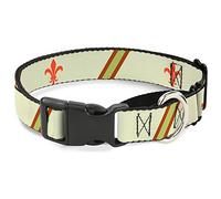 Buckle-Down Fleur-De-Lis2 - Collar para Perro con diseño de Rayas, Color Naranja/marrón/Verde Martingale, 2,5 cm de Ancho, Cuello pequeño