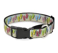Buckle-Down Flip Flops2 Aqua/Multi Color Martingale Collar de Perro, 1" de Ancho, para Cuello, Talla pequeña