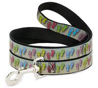 Buckle-Down Flip Flops2 Aqua/Multi Color Pet Leash, 4" x 1/2"