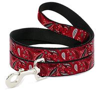 Buckle-Down Floral Paisley3 Rojo/Negro/Gris/Blanco Pet Leash, 6" x 1"