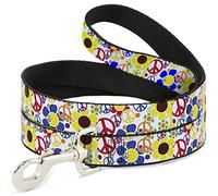 Buckle-Down Flower Peace Power Pet Leash, 6" x 1"