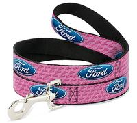 Buckle-Down Ford Oval w/Texto Rosa Repite Pet Leash, 6 '-1.5"