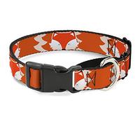 Buckle-Down Fox Cara/Cola Naranja/Natural Martingale Collar de Perro, 1" de Ancho Fit 9 - 15 Pulgadas Cuello pequeño