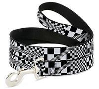 Buckle-Down Funky Checkers Black/White Pet Leash, 6" x 1.5"