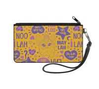 Buckle-Down Furby - Cartera con cremallera, frases e iconos Furby Furbish naranja, rosa y morado, lona, Rosado, S, Casual