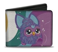 Buckle-Down Furby Cartera plegable, Furby Purple Furby You Are Wonderful Running Pose multicolor, cuero vegano, Varios colores, 4.0" x 3.5", Casual