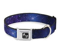 Buckle-Down Galaxy Blues/Morado Collar de Perro Hueso, Amplia pequeña/13 - 18 "