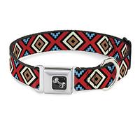 Buckle-Down Geometric1 - Collar para Perro, Color Negro, Rojo, marrón, Azul Claro, Talla pequeña, 34-45 cm