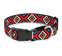 Buckle-Down Geometric1 - Collar para Perro de Color Negro, Rojo, marrón, Azul Martingal, 2,5 cm de Ancho, Cuello Grande de 38 a 66 cm