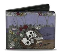 Buckle-Down Grateful Dead Billetera plegable con ranuras estándar para billetera y tarjetas, Daves Picks V21 Boston Garden Dead Heads Cover, cuero vegano, Púrpura, 4.0" x 3.5", Casual