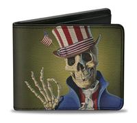 Buckle-Down Grateful Dead - Cartera plegable con billetera estándar y ranuras para tarjetas, Dave's Picks Volume Four College of William and Mary Uncle Sam, arte de portada, cuero vegano, Verde, 4.0"